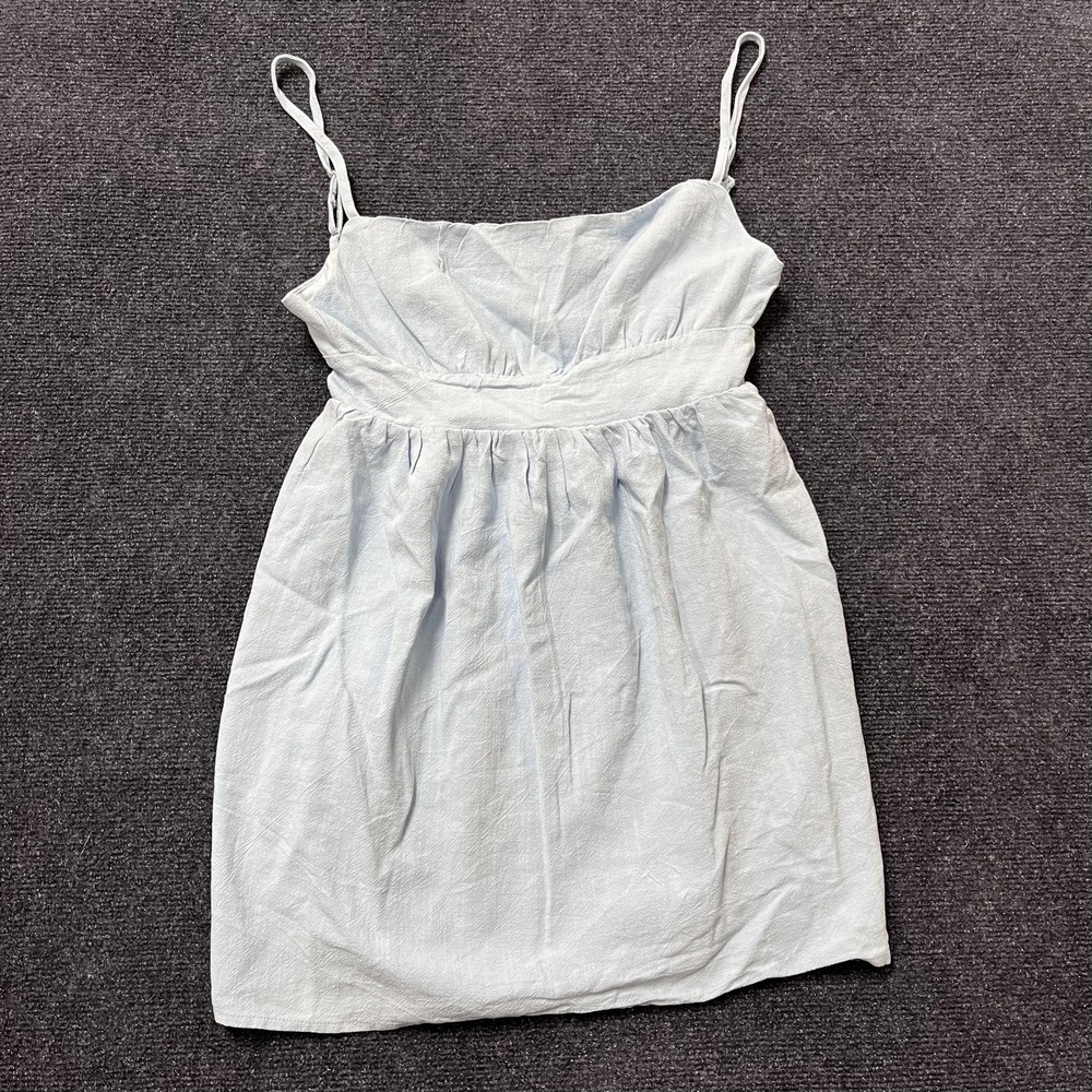 L.A. HEART Dress Juniors Small Light Blue Linen Blend Sundress Tie Back Strappy